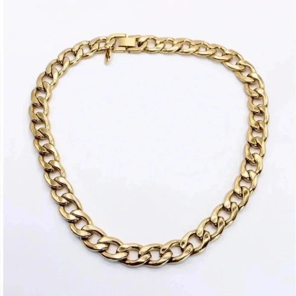 CUBAN Link Dainty Gold Necklace 18k Gold Plated Chain Layering Necklace